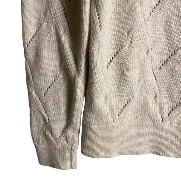 Loft Women's Ivory Crewneck Pattern Knit Sweater - Picture 4 of 9